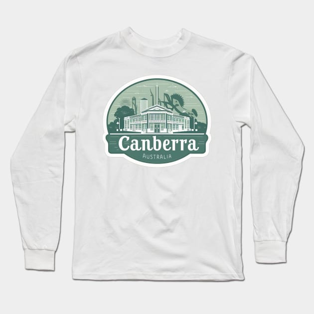 Canberra Australia Vintage Travel Sticker Long Sleeve T-Shirt by POD24